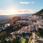 Aerial Photo Distant View Charming Mijas Pueblo, Typical Andalus