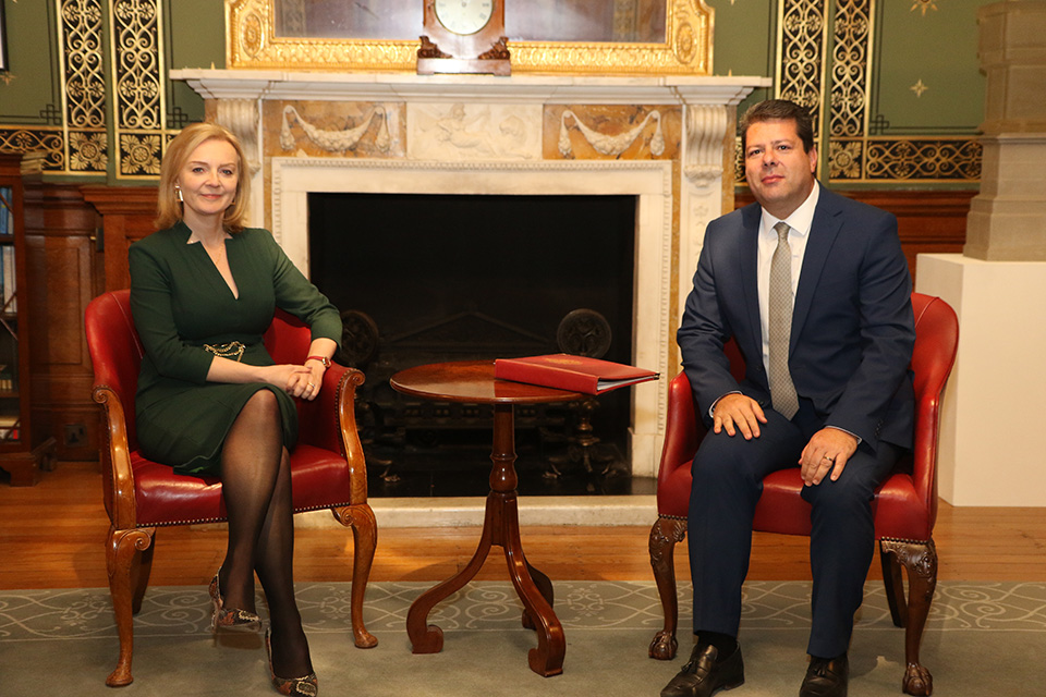 Chief Minister Fabian Picardo with new UK Prime Minister Lizz Truss