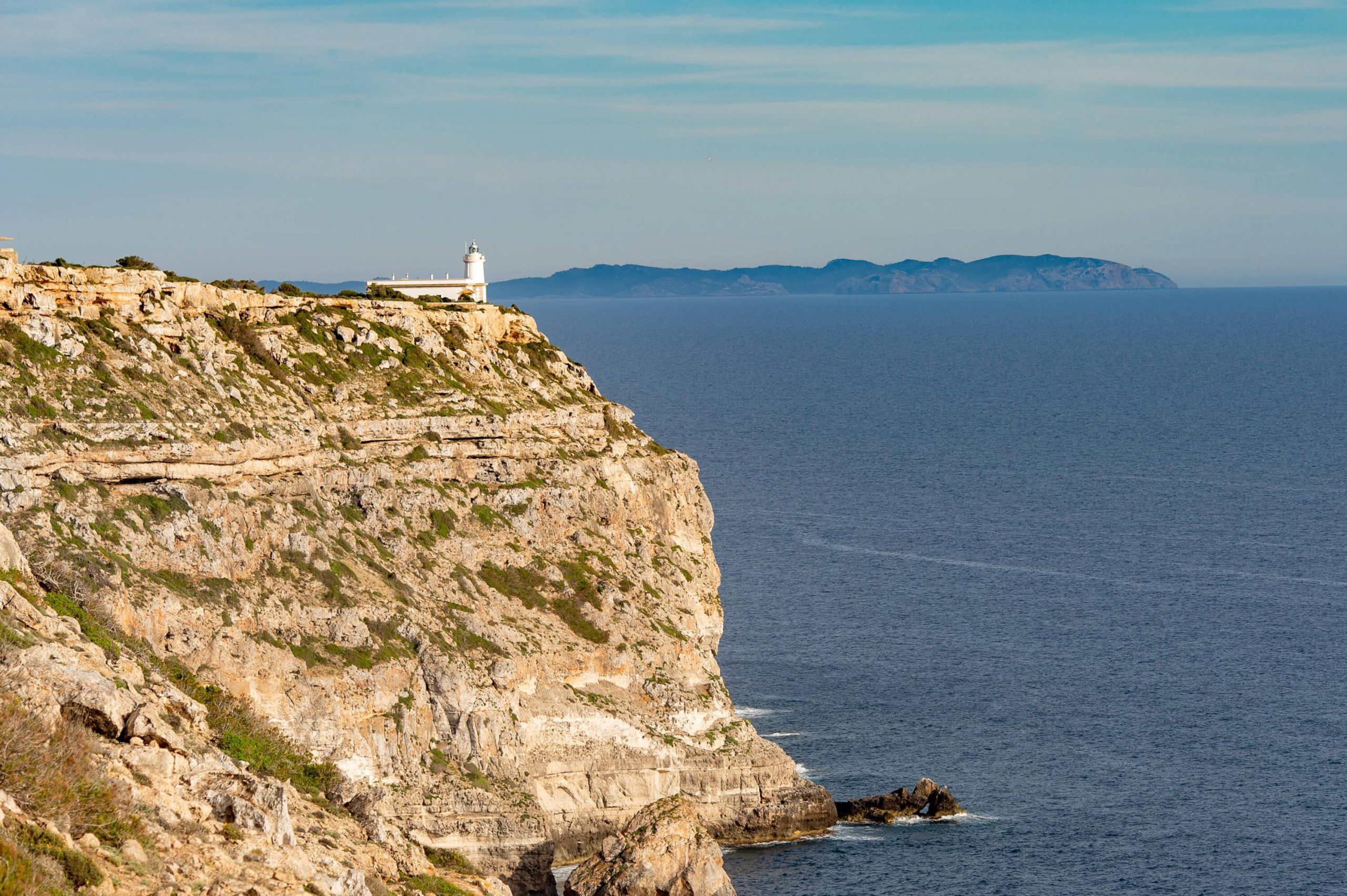 20200502 Mallorca During Corona Lock Down Palma De Mallorca, Spain May 2 2020 : Lighthouse Of Cap Blanc With The Isla