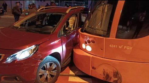 Lucky Escape For Mother And Daughter After Tram Smashes Into Their Car On Spain's Costa Blanca