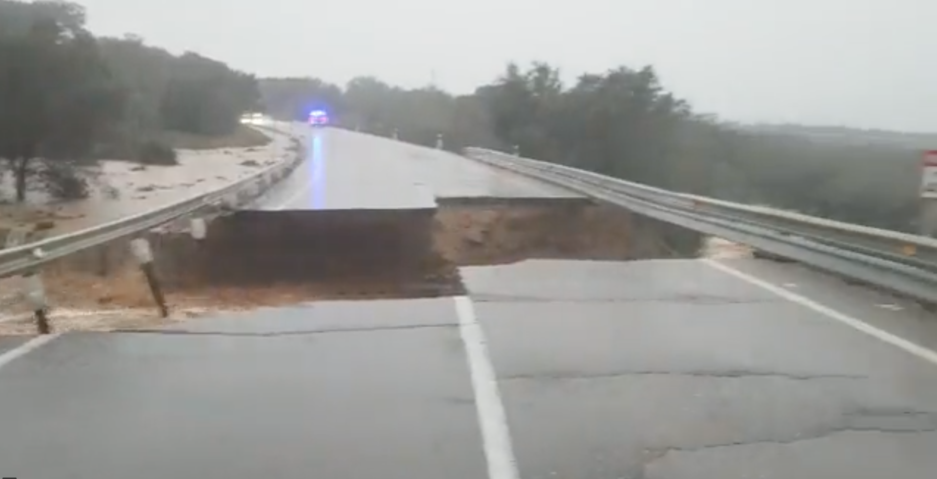 Road swept away in Extremadura