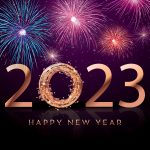 Colorful Fireworks 2023 New Year Vector Illustration, Bright On