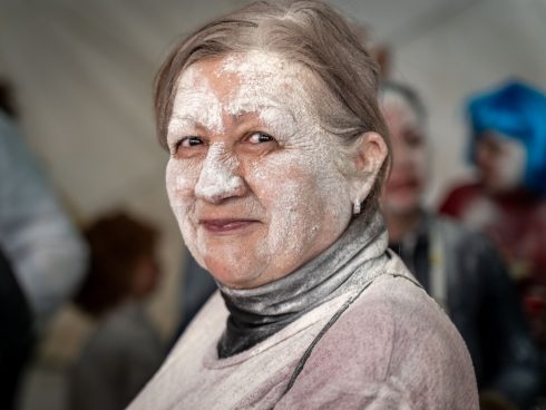 Woman Covered In Flour. Credit Walter Finch