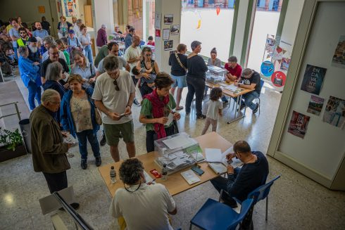 A polling station in Barcelona
