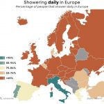 Graph showing how much Europeans shower