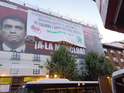 Protestors unveil billboard in Madrid