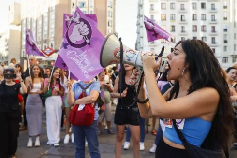 Feminist protestors in Madrid