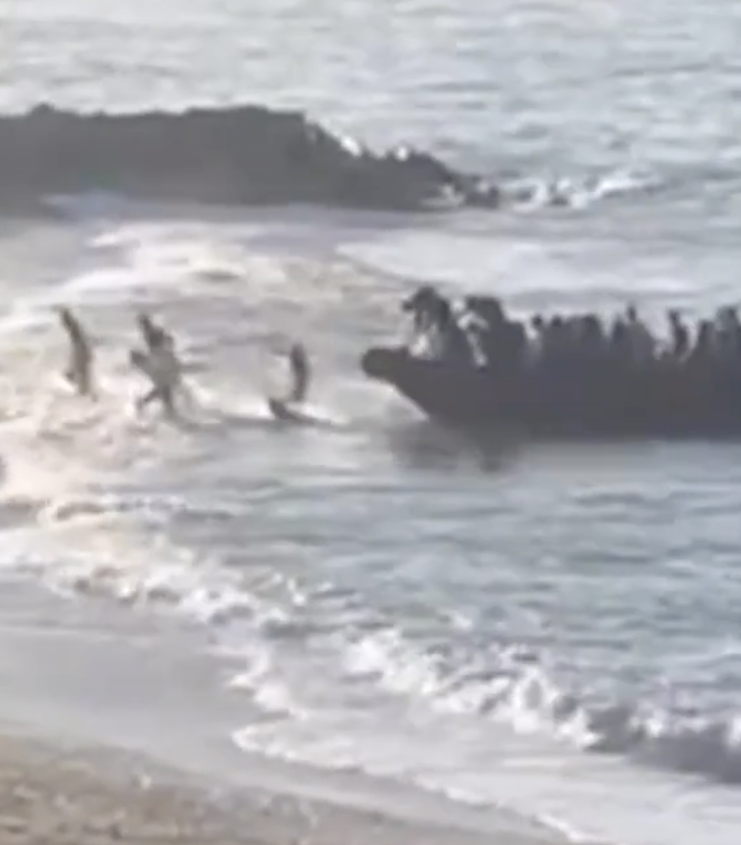 immigrants arriving at a beach in Almeria