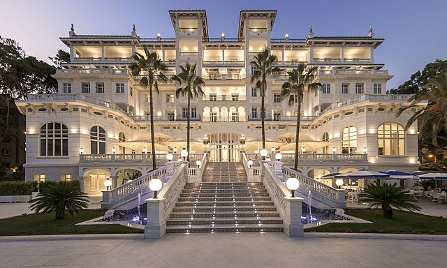 Image of the South facade of the Gran Hotel Miramar in Malaga. Credit. Wikimedia Commons