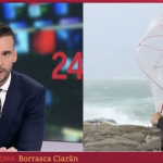 TVE reporter during Storm Ciaran