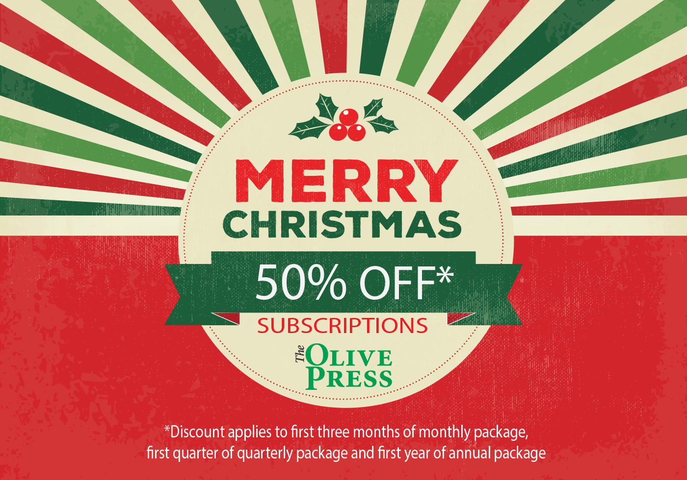 The Olive Press ofrece una oferta especial de Navidad con un increíble 50% de descuento en paquetes de suscripción en línea