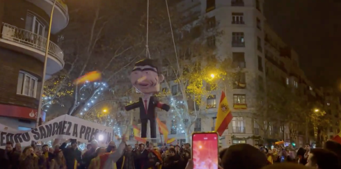 An effigy of Pedro Sanchez