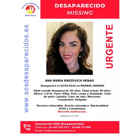 A missing persons poster for Ana Maria Knezevic Henao