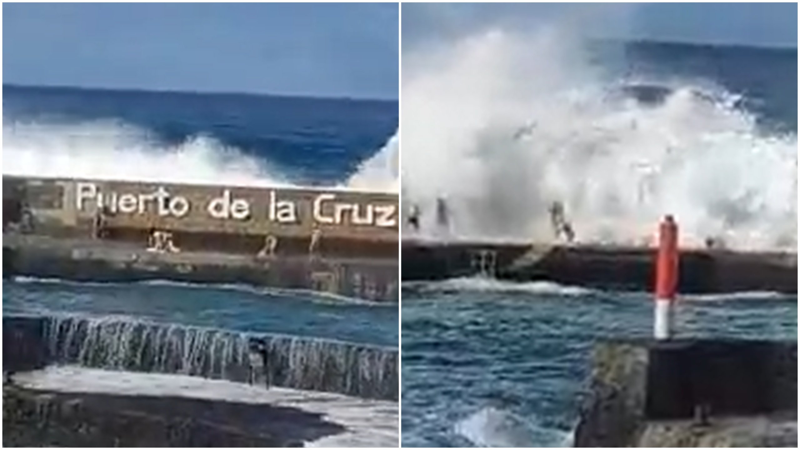 WATCH: Horrifying moment crowd of tourists are swept off pier by deadly wave in Tenerife