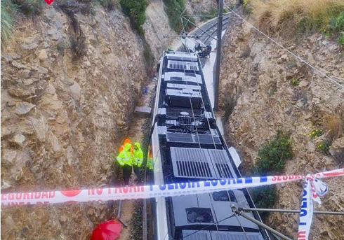 Motorist's miracle escape after car drops off bridge into path of oncoming tram on Costa Blanca