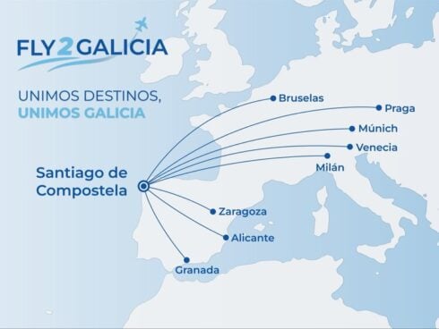 A map showing Fly2Galicia's destinations ahead of the airline's December launch