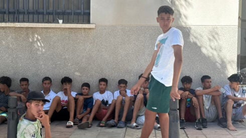 Migrant children on the street in Ceuta, Spain