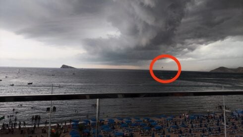A paraglider in a storm in Valencia, Spain