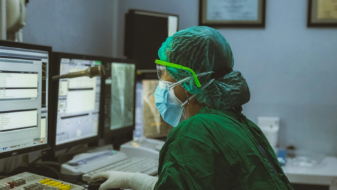 A doctor in scrubs