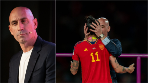 Luis Rubiales kissing Jenni Hermoso at the 2023 Women's World Cup
