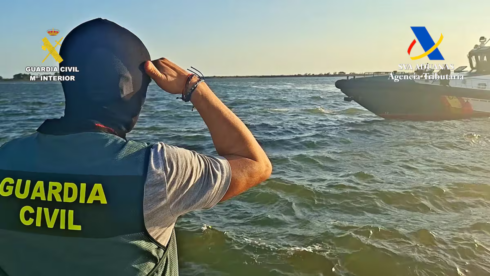 Guardia Civil officer pursuing a narco boat