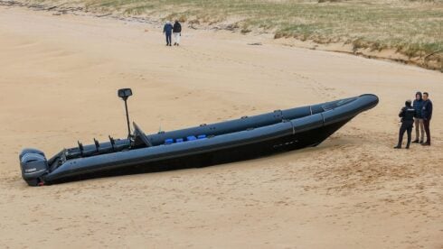 A narcolancha on a beach in southern Spain
