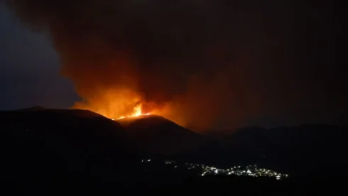 A fire at Mirador de Igualeja in the Sierra de las Nieves national park