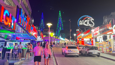 Magaluf strip, where a British man was arrested after allegedly stabbing a Cezch tourist