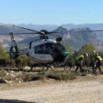 A rescue helicopter and paramedics
