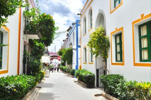A street with homes in southern Spain