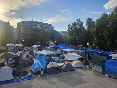 A pro-housing encampment in Granada, southern Spain