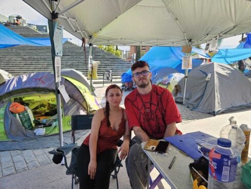 Protesters at a housing encampment in Granada