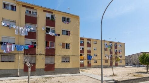 Yellow tower blocks in LA Palomera district of La Linea