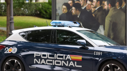 A Spanish police car on a road