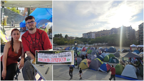 Housing protesters in Granada, Spain